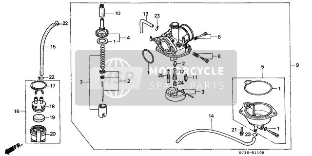 Honda SH50 1995 Carburateur pour un 1995 Honda SH50